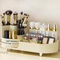 Rotating Makeup Organizer for Vanity with Brush Holder, Cosmetic Makeup Storage Organizer, Large Spinning Makeup Skincare Organizer, Countertop Makeup Perfume Organizer, Lotions Display Case Ivory