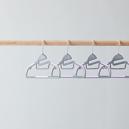 Amazon Basics Space Saving Non-Slip Rubber Coated Plastic Hangers with 360 Degree Swivel Hook, Black/Purple, Pack of 50