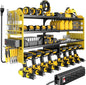 Power Tool Organizer Wall Mount with Charging Station,4 Layer Heavy Duty Metal Storage Rack with 8 Cordless Drill Holder,Battery Utility Rack Gift for Garage workshops Room(Yellow)