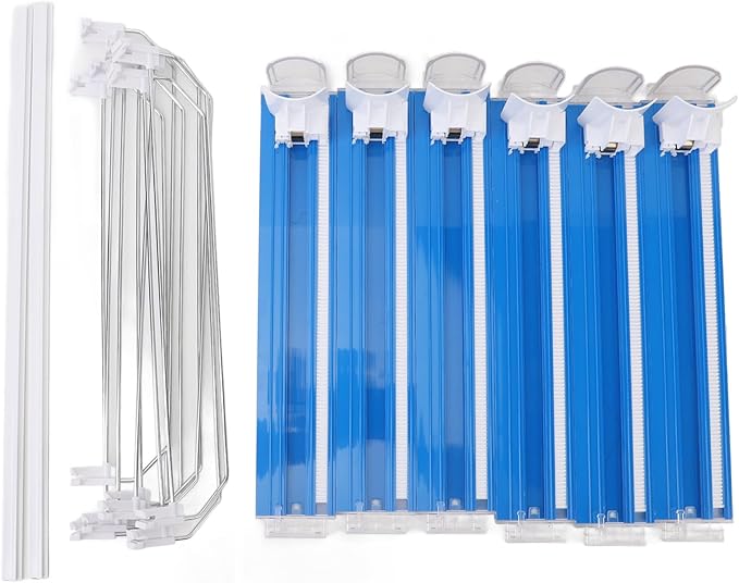 Soda Can Organizer, Automatic Pusher Glide Drink Dispenser for Fridge, Adjustable Width Beverage Holder, Storage 25 Cans 5 Row (Blue)