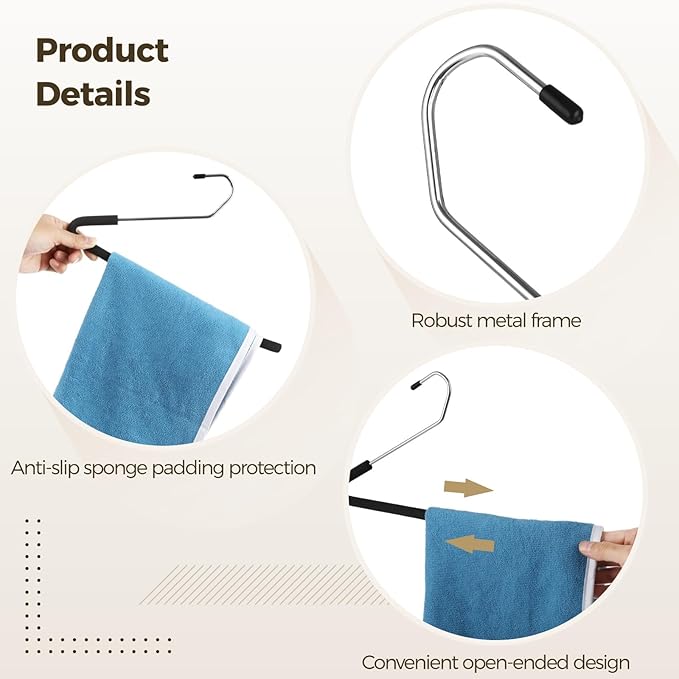 20 Pcs Blanket Hangers - Heavy Duty Metal Non-Slip Sponge Padded Hangers with Dipped Surface, Z-Shaped Space-Saving Closet Organizer for Sleeping Bag, Comforters, Blankets and Towels
