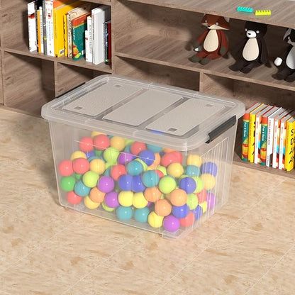 Large Plastic Storage Box with Lid, 70 Quart, 4 Packs