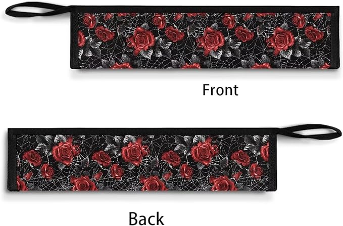 COEQINE Vintage Rose Flower Halloween Utensil Case Holder Lightweight Gothic Style Lightweight Portable Kitchen Utensil Case With Zipper Foldable