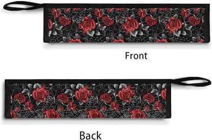 COEQINE Vintage Rose Flower Halloween Utensil Case Holder Lightweight Gothic Style Lightweight Portable Kitchen Utensil Case With Zipper Foldable