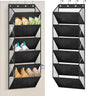 AOODA Clear Over The Door Shoe Organizer Storage Holds 12 Pairs, Narrow Door Hanging Shoe Rack for Closet, Deep Pockets Shoe Holder Hanger for Sneakers, Boots (Black)