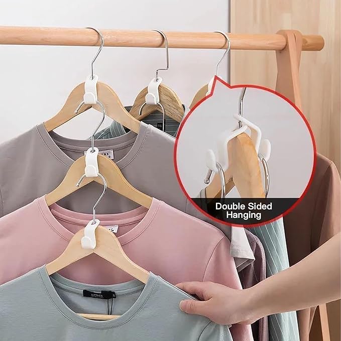 50 PCS Hanger Connector Hooks, Space Saving Hangers, Closet Hanging Organizer for College Dorm Room Essentials, Thickening Upgrade (White-50 Pcs)