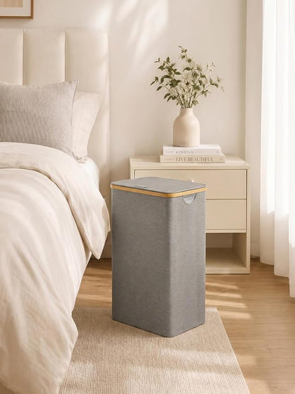 iEGrow Laundry Hamper with Lid, 110L Large Laundry Hamper with Handle and Lid, Collapsible Clothes Basket Organizer with Removable Inner Bag for Clothes Toys Towels - Grey