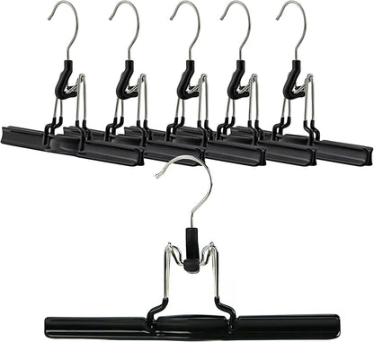 Mawa by Reston Lloyd Non-Slip Space-Saving Clothes Hanger with Clamp for Pants and Skirts, Style M/26, Set of 6, Black