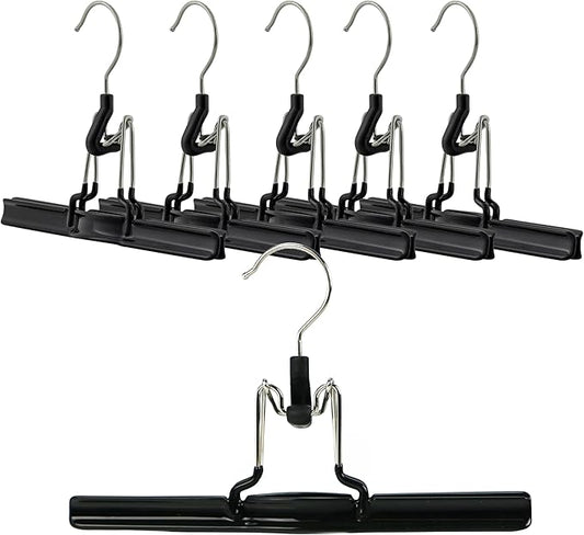 Mawa by Reston Lloyd Non-Slip Space-Saving Clothes Hanger with Clamp for Pants and Skirts, Style M/26, Set of 6, Black
