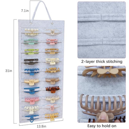 SMUK Claw Clip Organizer for Women, Hanging Mount Hair Clips Holder Organizer for Girls, Hair Bow Claw Clip Stand Storage for Wall, Door, Closet