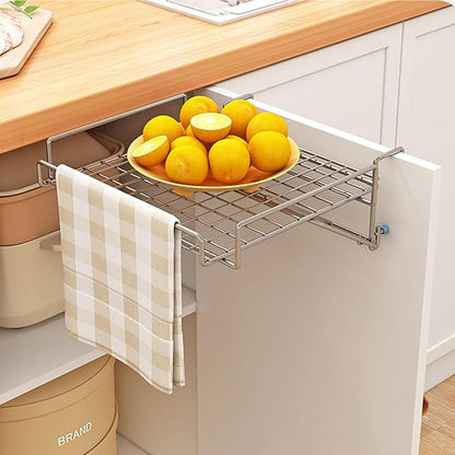 Haofy Cabinet Door Organizer Shelf Extender Foldable Stainless Steel Space Saving Storage Rack, Counter Extension for Kitchen No Drill 11.8x12.2 Inch (Original Color)