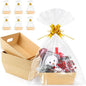 AFOROEOA 10PACK Baskets For Gifts Empty, 10 x 8”Thick Kraft Gift Basket with 10 Clear Gift Bags and 10 Pull Bows, Empty Gift Baskets for Christmas, Thanksgiving Wedding Birthday Party Wrapping Gift