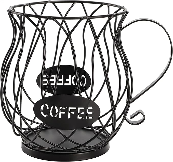 ZEAYEA Coffee Pod Holder, Coffee Capsule Basket for Counter Table Bar, Metal Espresso Pod Keeper Storage for Home Cafe Hotel, Black