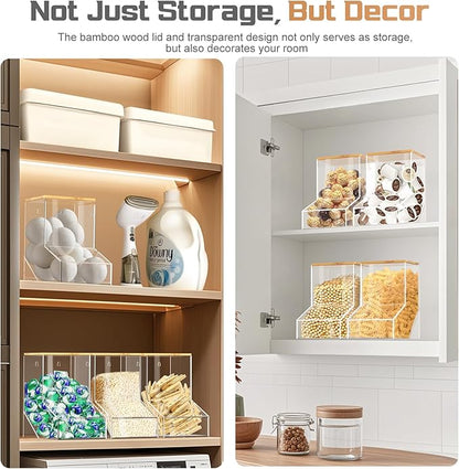 JYPS Laundry Box, Acrylic Dishwasher Pod Holder with 2 Lids, Powder Dispenser, Drying Ball, Beads, Soap Storage Case for Room Table/Wall Mounted, Snack Candy Storage (2pcs-normal)