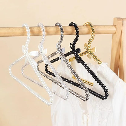 6-Piece Pearl Clothes Hanger Set Wedding Hanger Bridal Bridesmaid Hangers for Wedding Dress Standard Pearl Hangers (Transparent, 6)