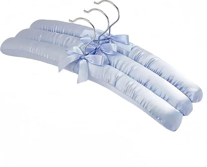 5 Pack Satin Padded Hangers for Women Clothing, Anti Slip Sponge Fabric Clothing Hangers Coat Racks for Sweater, Coat, Suit, Dress(Light Blue)