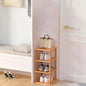 Aniston 4 Tier Small Shoe Rack Bamboo, Free Standing Slim Narrow Shoe Storage, Vertical Tall Shoe Shelf Organiser for Garage, Closet, Doorway, Corner, Living Room Small Spaces