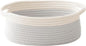 JMvicyroam Woven Basket,Small Rope Storage Bin with Handles & Ribbon Bag, Organizer for Shelves Closets,Gift Basket Empty for Birthday,Books,Dog Toys, White&Grey