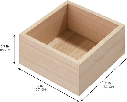 iDesign Renewable Paulownia Wood Collection Drawer Organizer Bin, 5" x 5" x 2.5", Natural