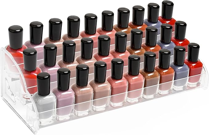 Nimiah Nail Polish Storage Organizer - 3 Tiers Nail Polish Holder Acrylic Cosmetics Display Rack for Sunglass Essential Oils Ink Bottles