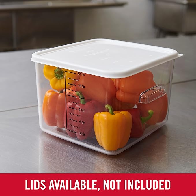 Rubbermaid Commercial Products Space Saving Square Food Storage Container 12 Quart Clear for Kitchen/Sous Vide/Meal Prep,(Pack of 6)