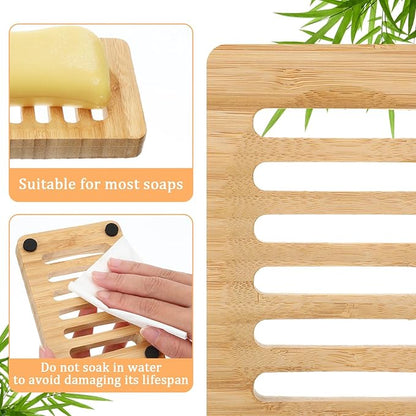2 Pack Wooden Soap Holder Waterproof Self Draining Soap Dish Wood Soaps Tray for Shower Bathroom Kitchen Bathtub