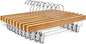 ZOBER Wooden Pants Hangers with Clips - 10 Pack Premium Solid Lotus Wood Skirt Hangers for Women, Heavy Duty Wooden Hanger with Adjustable Metal Grip Clips for Jeans and Shorts, Smooth Finish, Natural