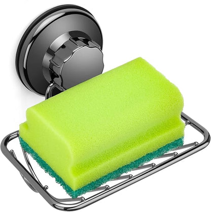iPEGTOP Super Powerful Vacuum Suction Cup Shower Soap Dish - Strong Rustproof Stainless Steel Soap Saver Sponge Holder for Bathroom & Kitchen Sink (Graphite) - 2 Pack