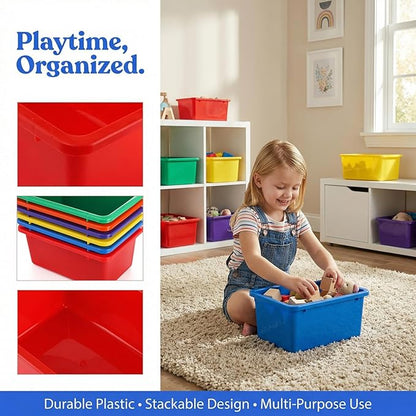 Nicunom 6 Pack Cubby Bin Storage Bins, Multi-Purpose Plastic Storage Bins Stackable Organizer Storage Cubbies for Home, Nursery, Playroom, Classroom