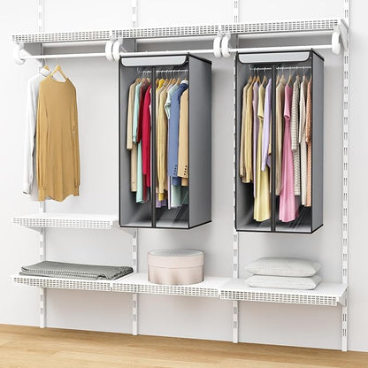Univivi Garment Bags for Hanging Clothes, Large Clothes Storage Bags Closet Organizer with Clear Window, Premium Hanging Garment Storage Bag for Suits, Coats, Dresses, 40"(Grey)