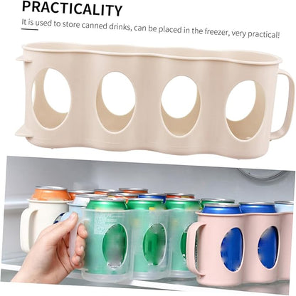 Unomor 4 Section Hand Pull Type can Organizer for Refrigerator Beverage can Storage Box Plastic Fridge Accessories Soda Organizer Kitchen Countertop Storage