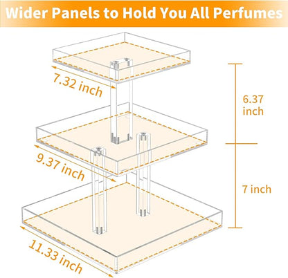 NIUBEE 3-Tier Perfume Organizer, Clear Resin, Rectangular Tray, Sturdy Design, Space Saver, Convenient Access, Easy Assembly