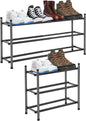 Easi 3-Tier Expandable Shoe Rack for Closet & Entryway, Adjustable 18"-33" Stackable Metal Shoe Organizer, Sturdy Free Standing Shoe Shelf for Small Space, Front Door, Cabinet