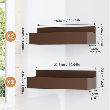 Mystozer Magnetic Spice Rack for Refrigerator, Kitchen Organizer and Storage Shelf, Brown(4 Pack)…