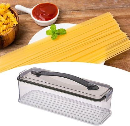 Pasta Container with Handle Food Storage Box Airtight Spaghetti Keeper Rectangular Canister, Single Layer
