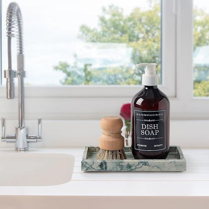 Natural Small Marble Vanity Tray, Luxury Stone Organizer for Bathroom & Kitchen | Holds Soap Dispenser, Jewelry, Perfume | Non-Resin, Non-Ceramic Décor