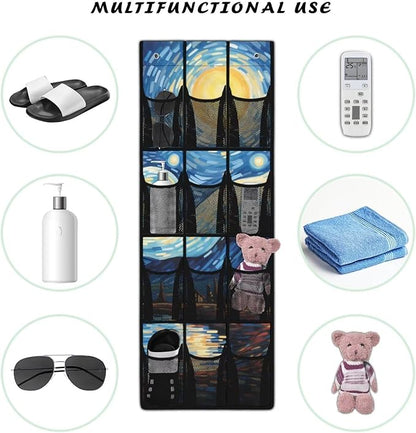Generic Starry Night Over Door Storage Organizer Wear-Resistant Over The Door Storage Organizer Laundry Space Saving Hanging Closet Organizer for Small Apartments College Dorm