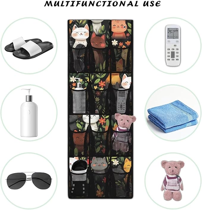 Generic Cute Cat Back of The Door Organizer Reusable Over The Door Organizer Bedroom Meet Diverse Storage Needs and Make Finding Things More Convenient and Efficient