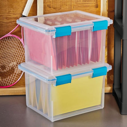 Sterilite 4-Pack Gasket Box, Weather-Resistant Storage Bins with Latching Lids, 32 Quart - Heavy-Duty Organizing Containers for Closet, Bathroom, and Office