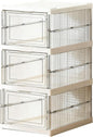TARSHYRY Foldable Shoe Organizer, Stackable Shoe Rack with Transparent Door, Space Saving Bin Holder for Sneaker Container, Organizer for Boots, Heels, Sandals (3 Layers 10.04x13.58x20.67in)