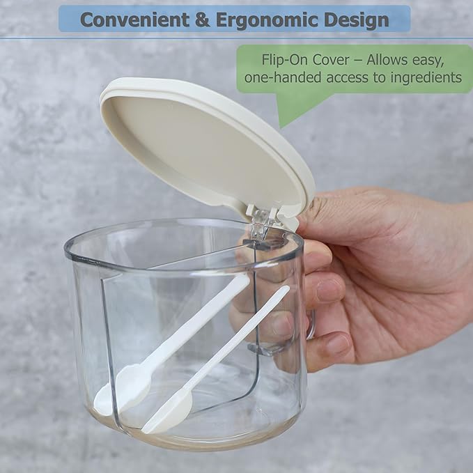 EIKS 2 Pack Condiment Box for Storing & Serving Salt Spice Pepper Sugar Seasoning at Home Kitchen Coffee Restaurant