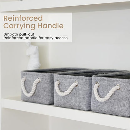 Storage Baskets for Shelves 11.8x7.9x5.2 Inch, Foldable Fabric Storage Bins with Handles, Small Storage Baskets for Organizing Closet, Office, Home Organization (6-Pack, Gray)