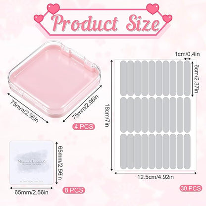 4 Pcs Press On Nail Storage Box with 30Pcs Adhesive Double Sided Tape and 8 Pcs Cards, Press on Nails Packaging, Acrylic Nails Display Box, Nail-Box Organizer for Nail Salon (4 Colors)