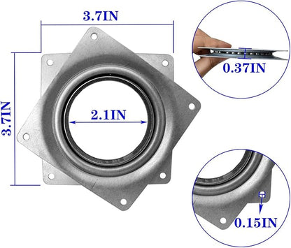 8Pack Lazy Susan Hardware, 4INCH Square Rotating Bearing Plate, 300lbs Capacity Lazy Susan Turntable Bearing for for Serving Trays, Kitchen Storage Racks, Craft Table, Zinc Plated Steel Swivel Plate
