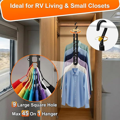 Magic Space Saving Hangers,7 Pack Multi-Functional Closet Organizers and Storage, 9-Hole Cascading Hanger, College Dorm Room Essentials for Guys, Heavy Duty Wardrobe Clothes Drying Rack for Shirts