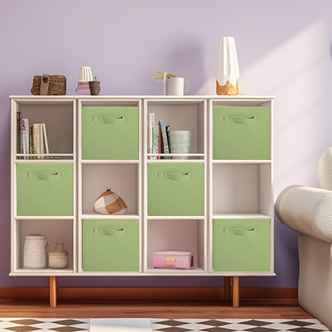ShellKingdom Storage Bins, Foldable Fabric Storage Cubes And Cloth Storage Organizer Drawer For Closet And Toys Storage, 13 X 13 X 13 INCH, 2 Pack (Green)