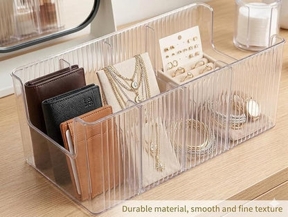 Drawer Organizer for Belt, Tie, Wallet & Accessories | Transparent Belt Storage Box with Removable Dividers – Slim Closet Organizer, Space-Saving Design, Customizable Compartments (1)