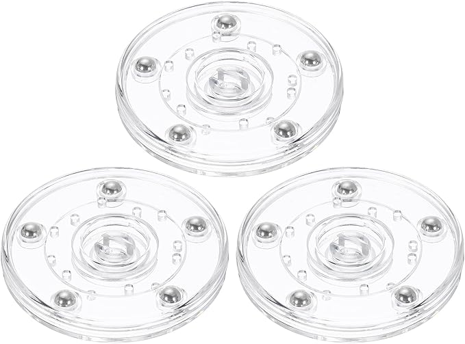 uxcell 3Pack Acrylic Lazy Susan Turntable, 3" Spinner Lazy Susan Turntable Organizer, Acrylic Ball Bearing Rotating Tray for Pantry Spice Rack Decorating, Clear