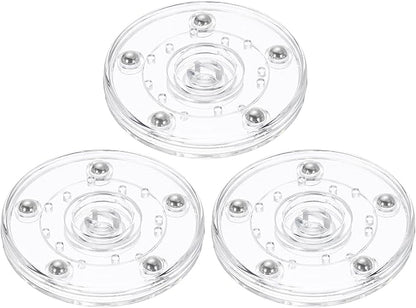 uxcell 3Pack Acrylic Lazy Susan Turntable, 3" Spinner Lazy Susan Turntable Organizer, Acrylic Ball Bearing Rotating Tray for Pantry Spice Rack Decorating, Clear