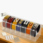 Acrylic Belt Organizer with 7 Compartments – Clear Belt Container Display Holder for Closet or Drawer, Ideal Storage Box for Belts, Ties, and Accessories for Men and Women, Home Use